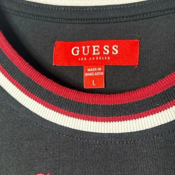 Guess Y2K Men’s Long Sleeve Red & Black Color Block Crewneck Shirt Size Large - Picture 3 of 8